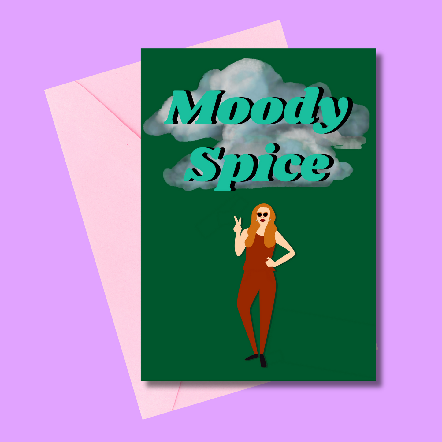 Moody Spice - Red Headed Queen greetings card