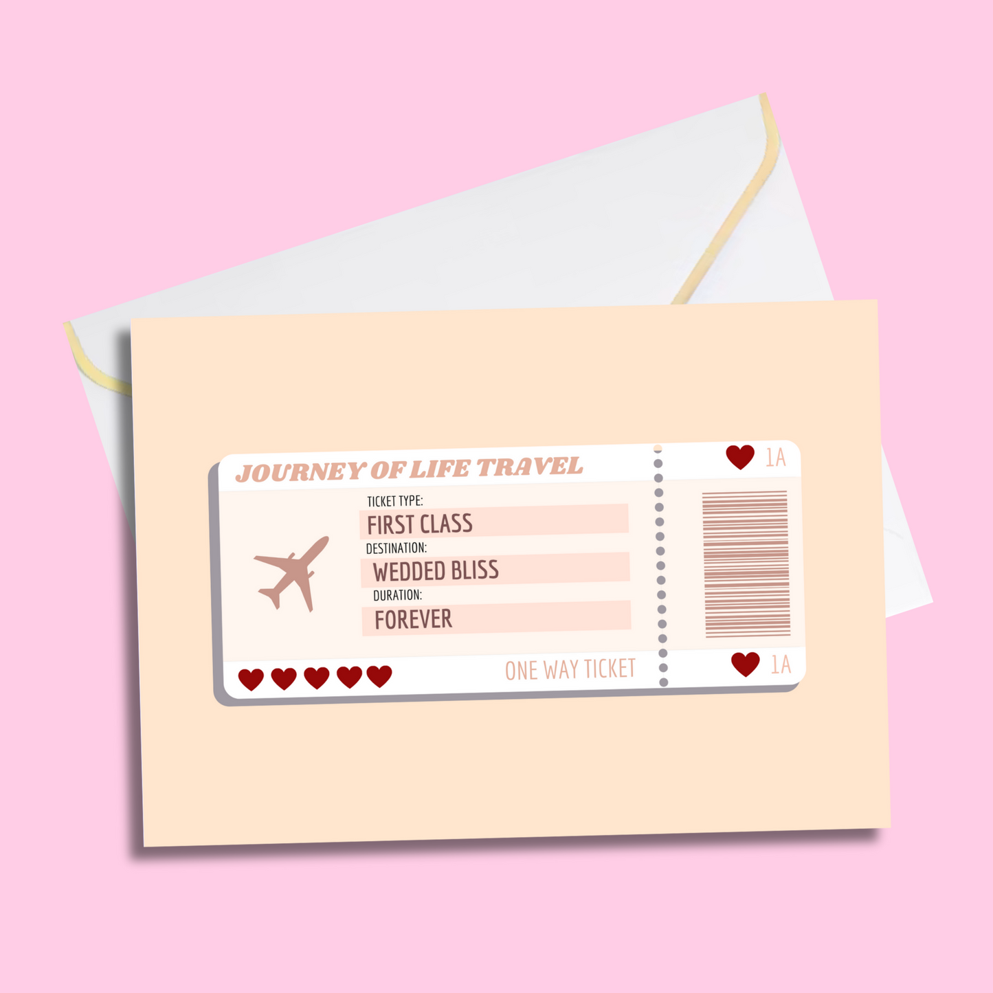 Journey of life ticket - Wedded bliss greetings card