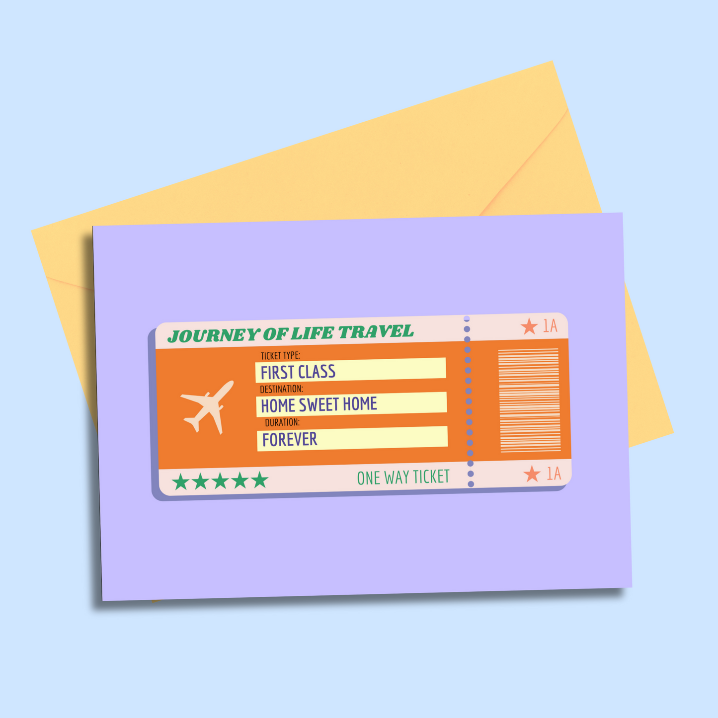 Journey of life ticket - Home sweet home greetings card