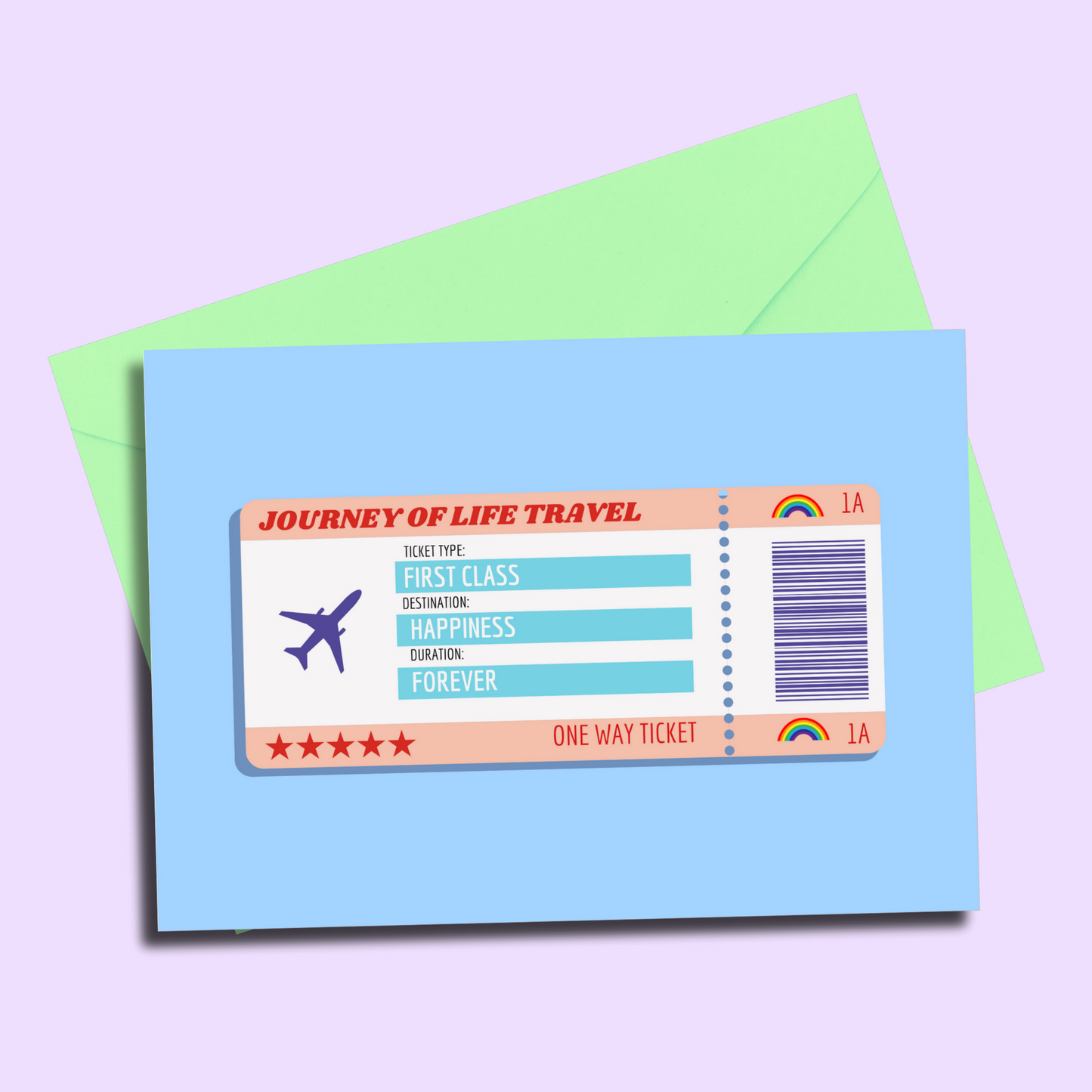 Journey of life ticket - Happiness greetings card