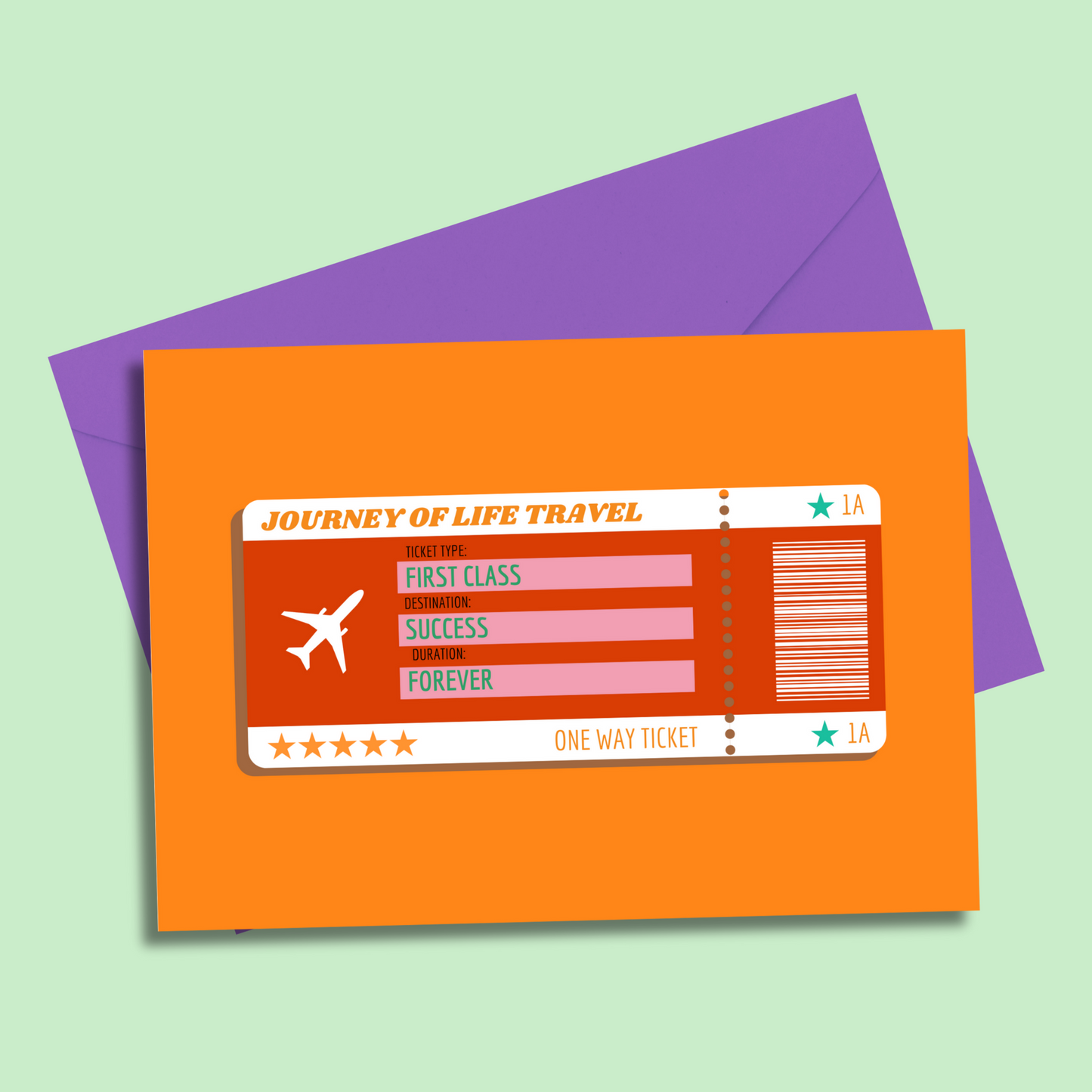 Journey of life ticket - Success greetings card
