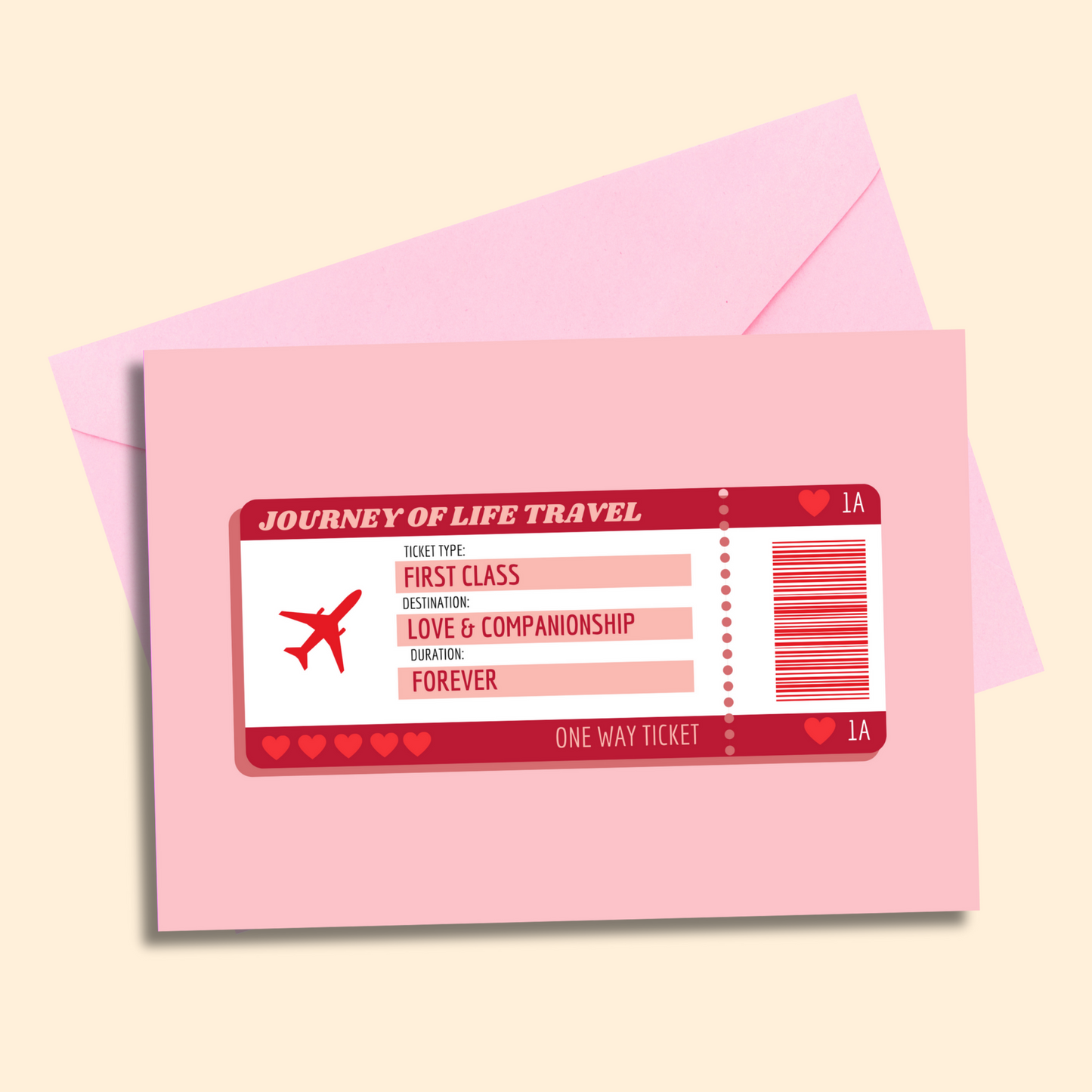 Journey of life ticket - Love & Companionship greetings card