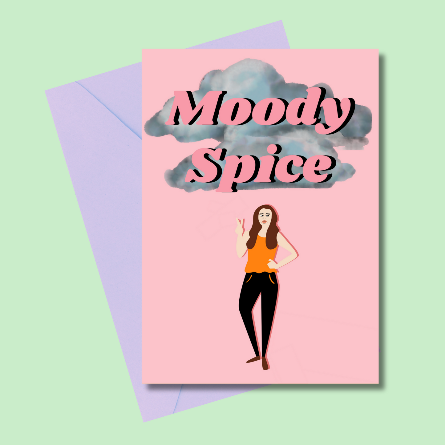 Moody Spice - Lighter Brunette Queen greetings card