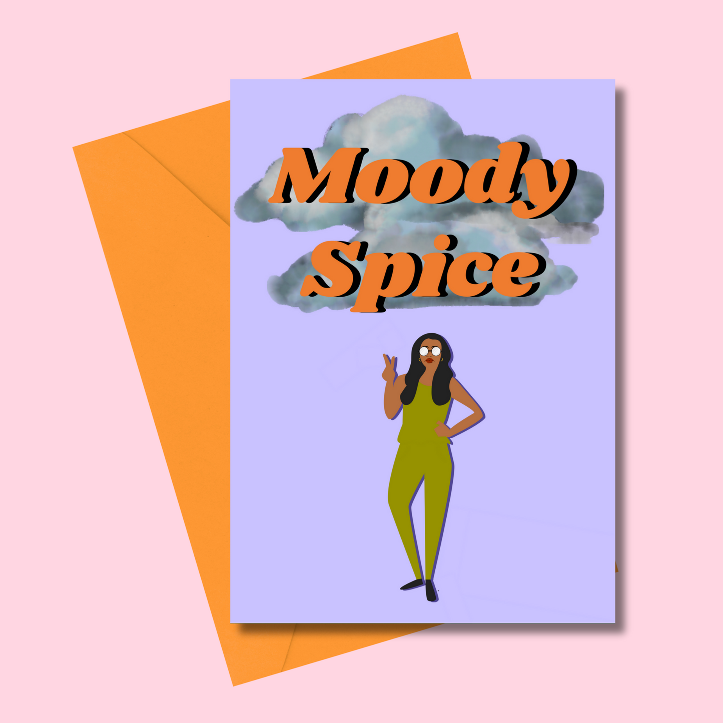 Moody Spice - Biracial Queen greetings card