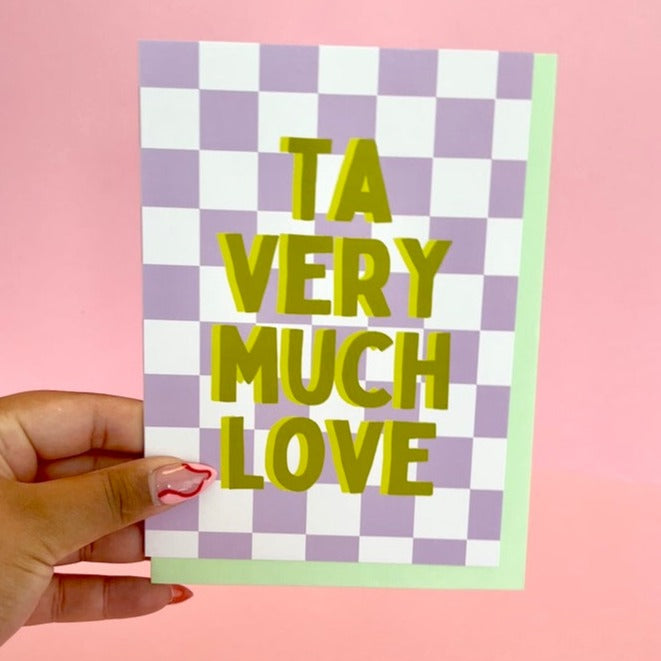 Ta very much love greetings card