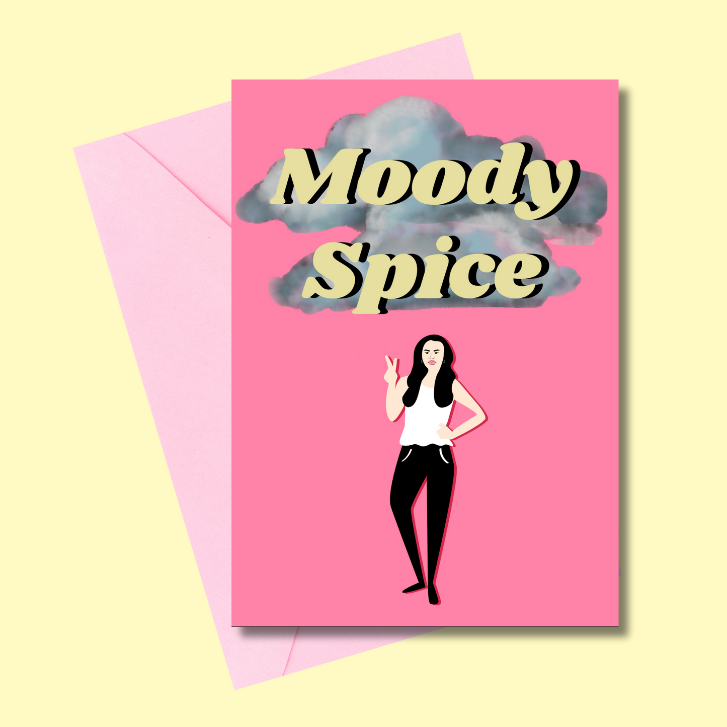 Moody Spice - Dark Brunette Queen greetings card