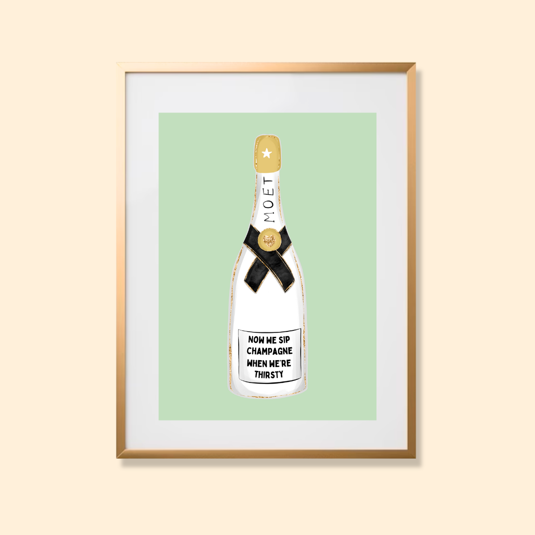  Now We Sip Champagne When We're Thirsty - Biggie Smalls Quote Print - framed